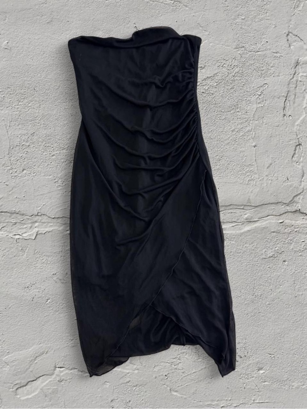 Ruby Rox Black Strapless Ruched Asymmetrical Dress